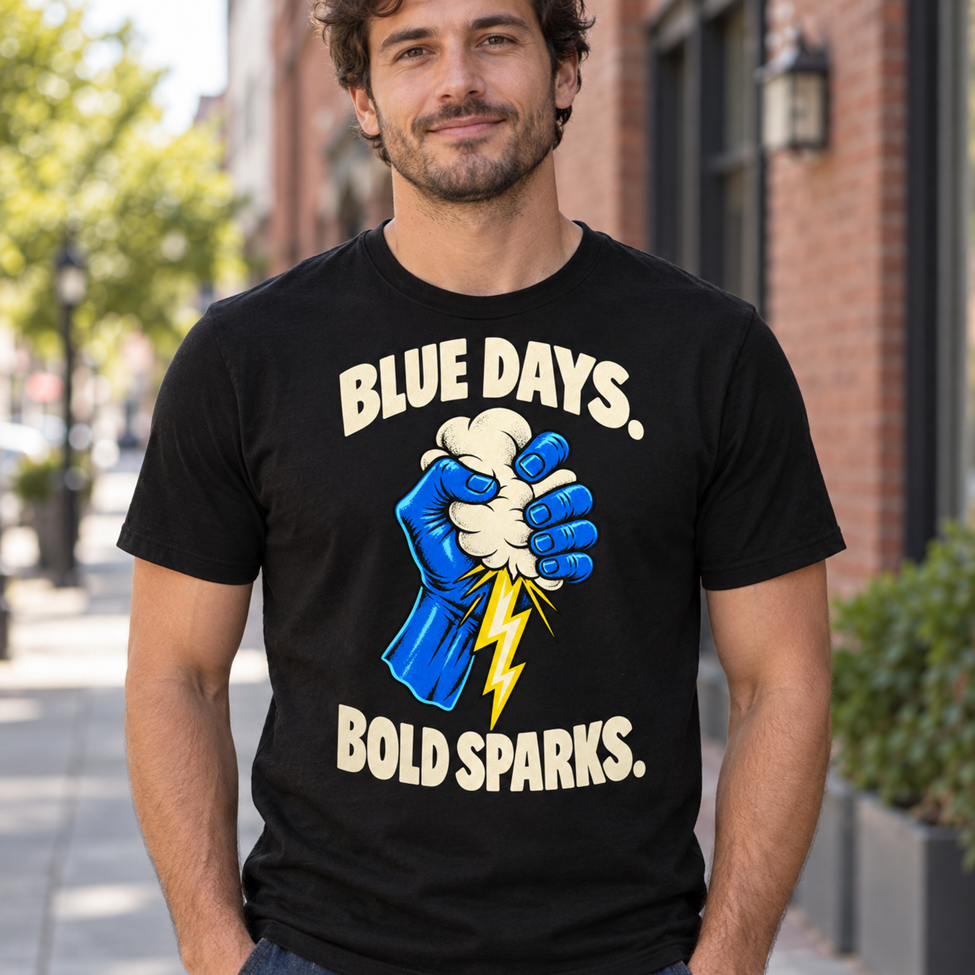 Blue Cloud Lightning T-Shirt — image 3
