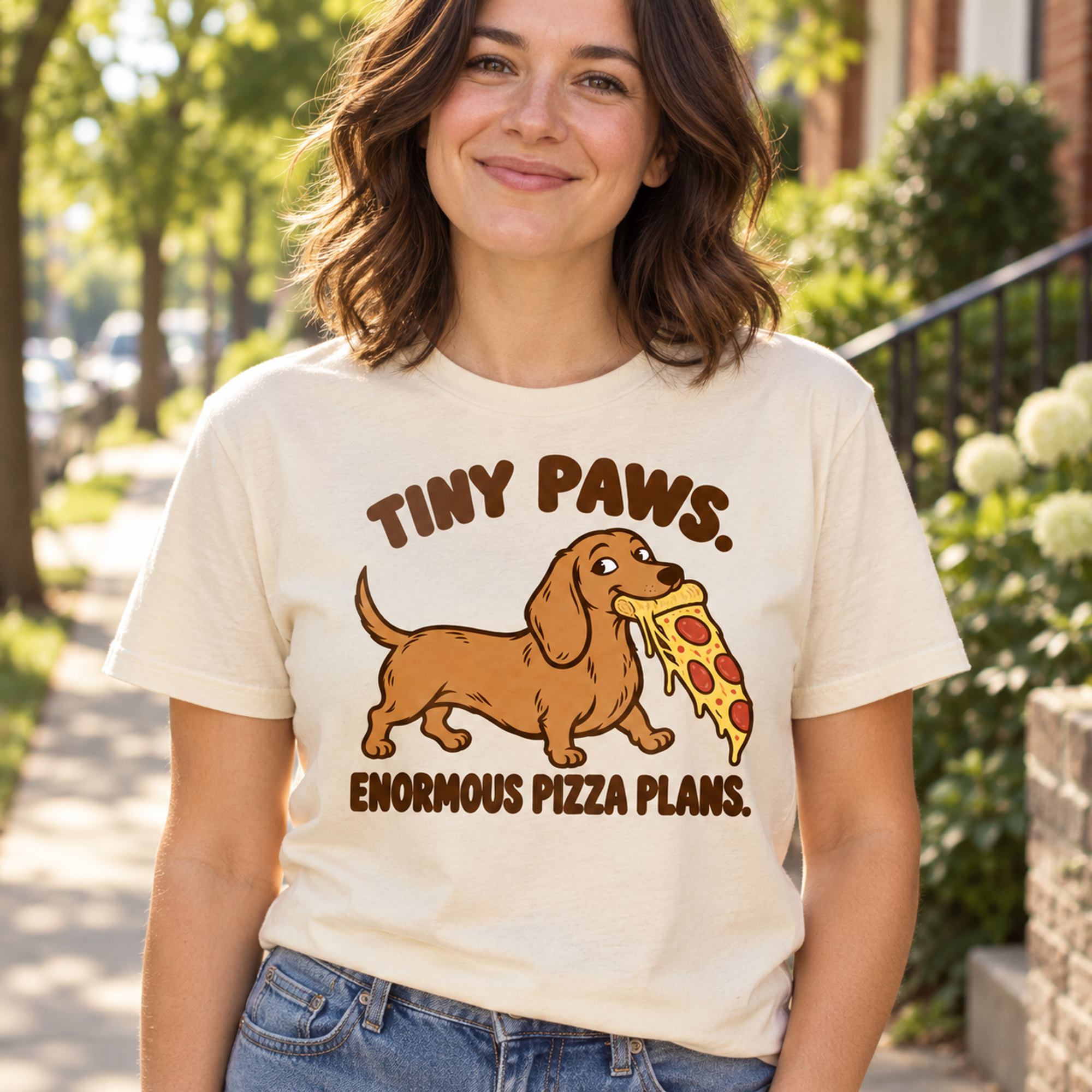 Dachshund Pizza Humor T-Shirt — image 3
