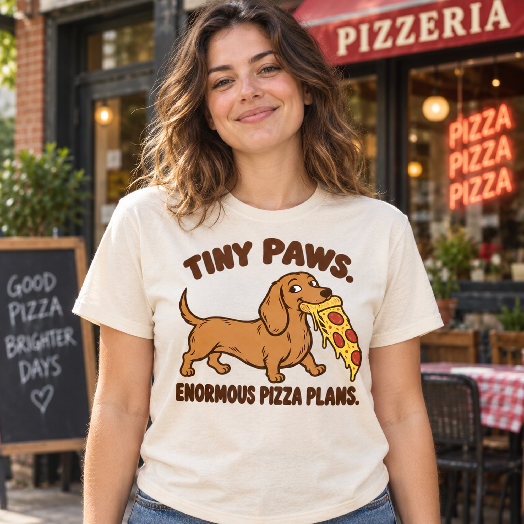 Dachshund Pizza Humor T-Shirt — image 4
