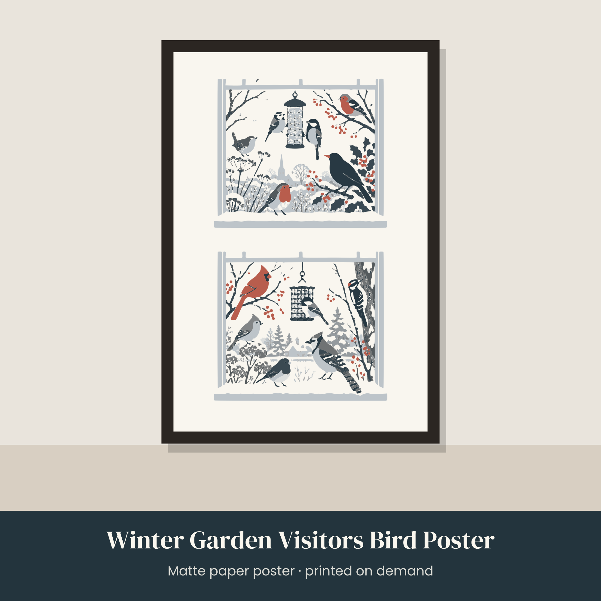 Winter Garden Visitors Bird Poster