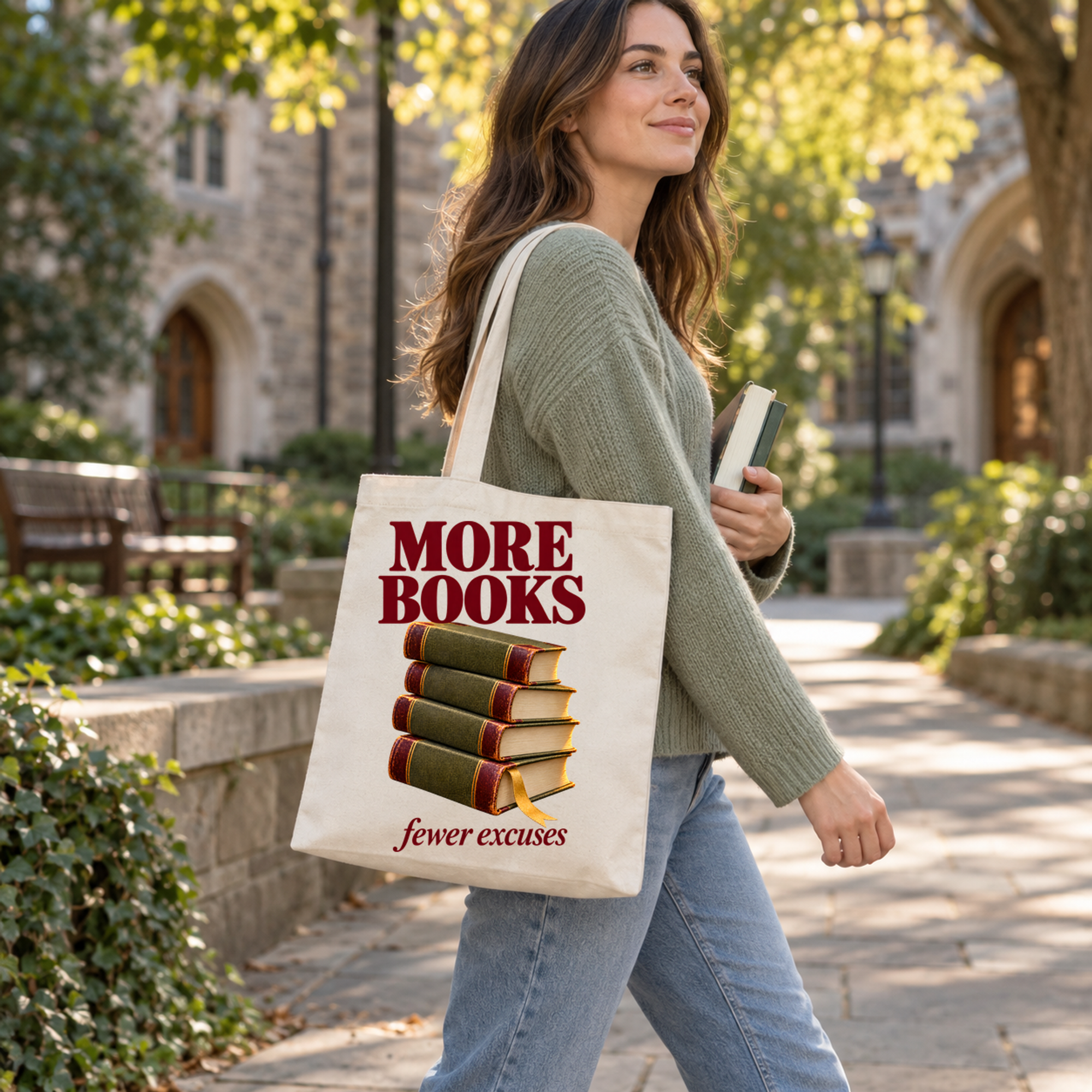 More Books, Fewer Excuses Tote — image 4